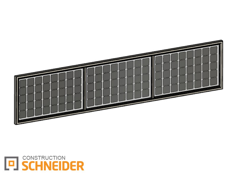 Solární panely osazené v zábradlí firmy SCHNEIDER CONSTRUCTION s.r.o.